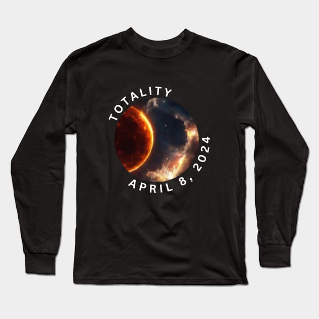 Solar Eclipse Totality April 8, 2024 Long Sleeve T-Shirt by Little Duck Designs